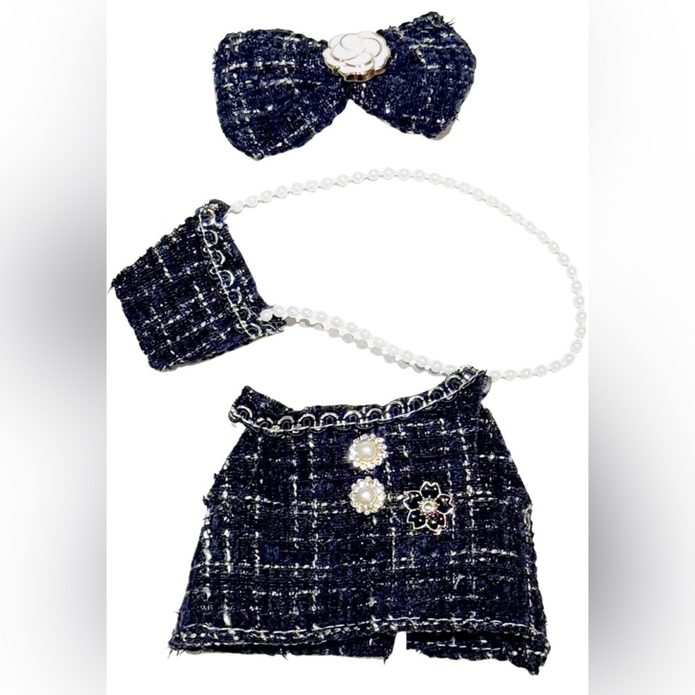 Chic Black and White Fashionable Doll Labubu Outfit Set